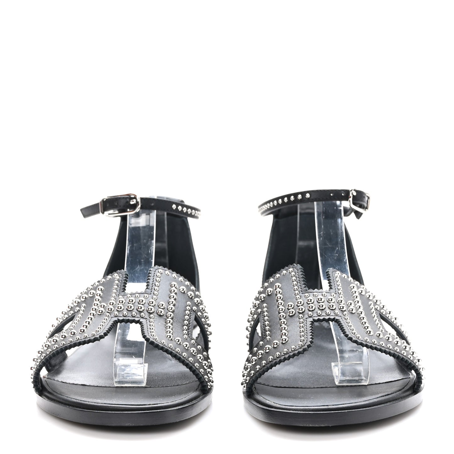 Calfskin Studded Santorini Sandals 39 Black