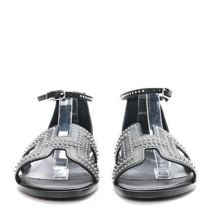 Hermes Calfskin Studded Santorini Sandals 39 Black 2 of 8