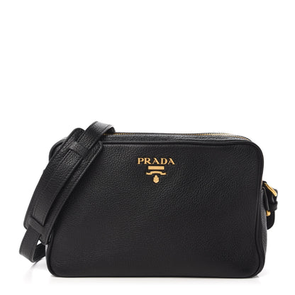 Prada Vitello Daino Medium Double Zip Shoulder Bag Black 1 of 9