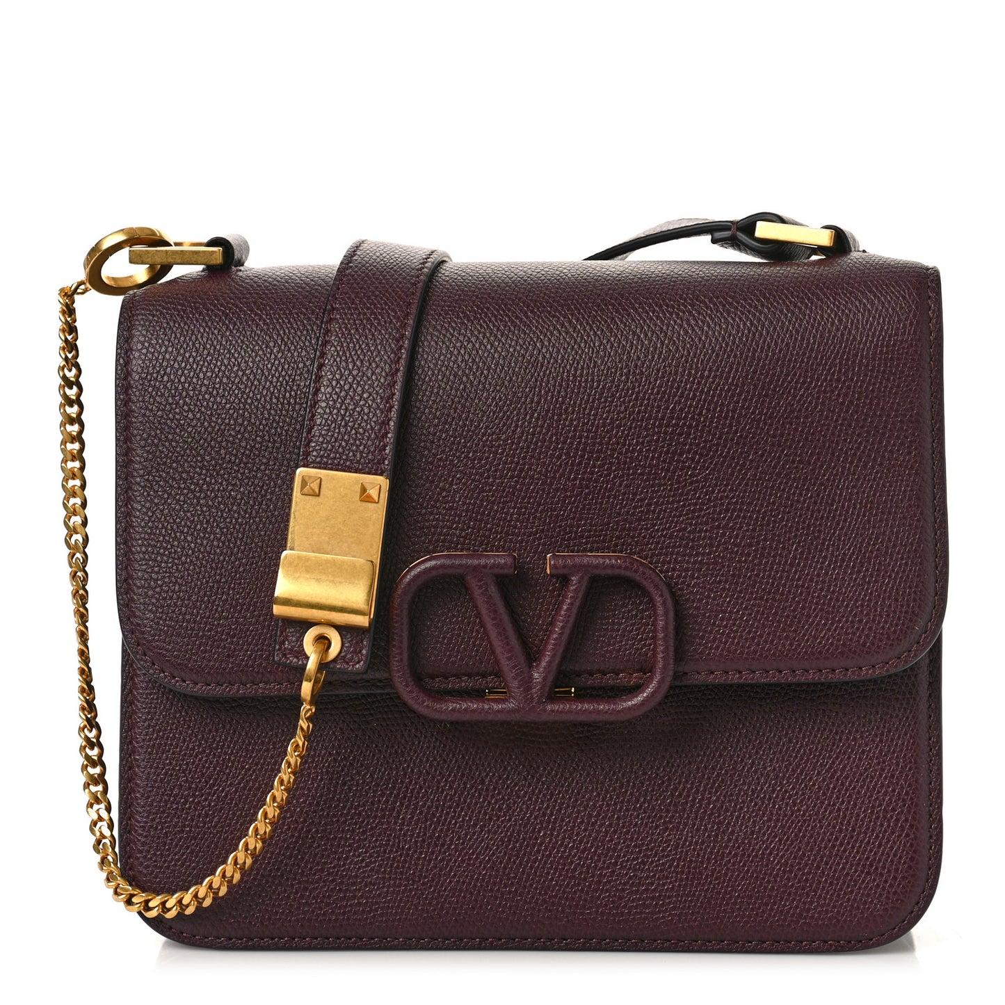 Grained Calfskin Large VSling Shoulder Bag Rubin