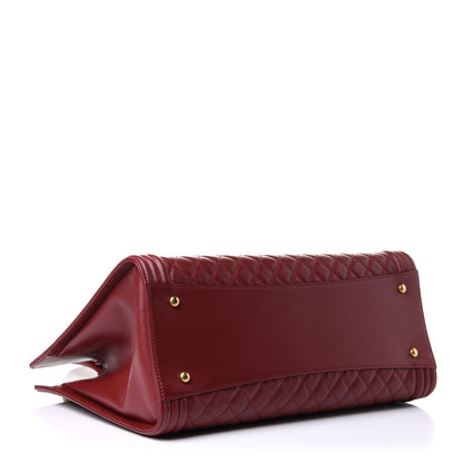 Chanel Lambskin Quilted Boy Shopping Tote Dark Red 4 of 11