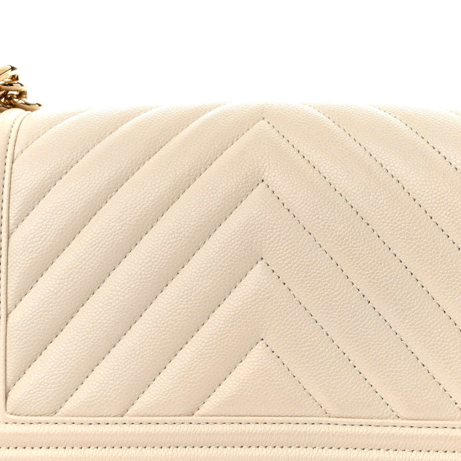 Chanel Caviar Chevron Quilted Medium Boy Flap White 15 of 17