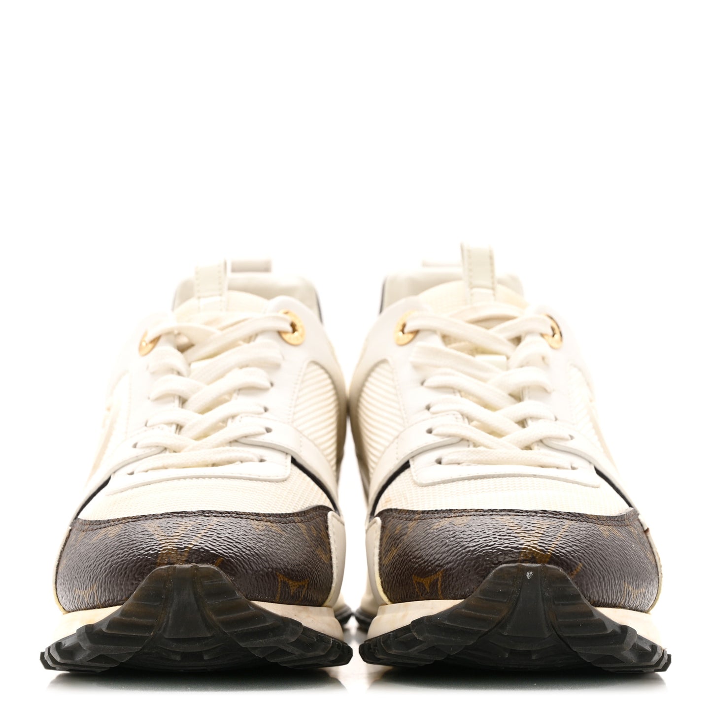 Calfskin Monogram Run Away Sneakers 37 White