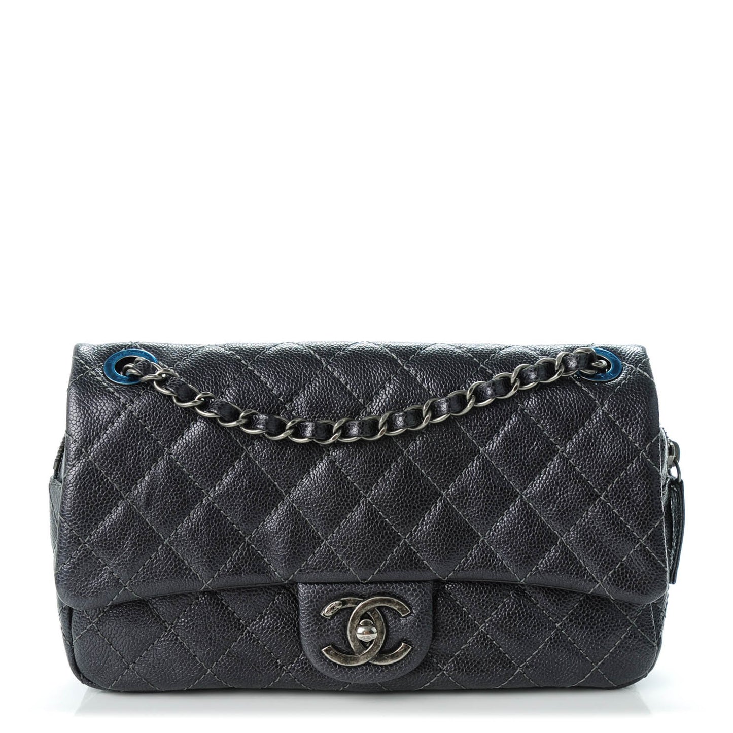 Caviar Quilted Jumbo Easy Flap Argent