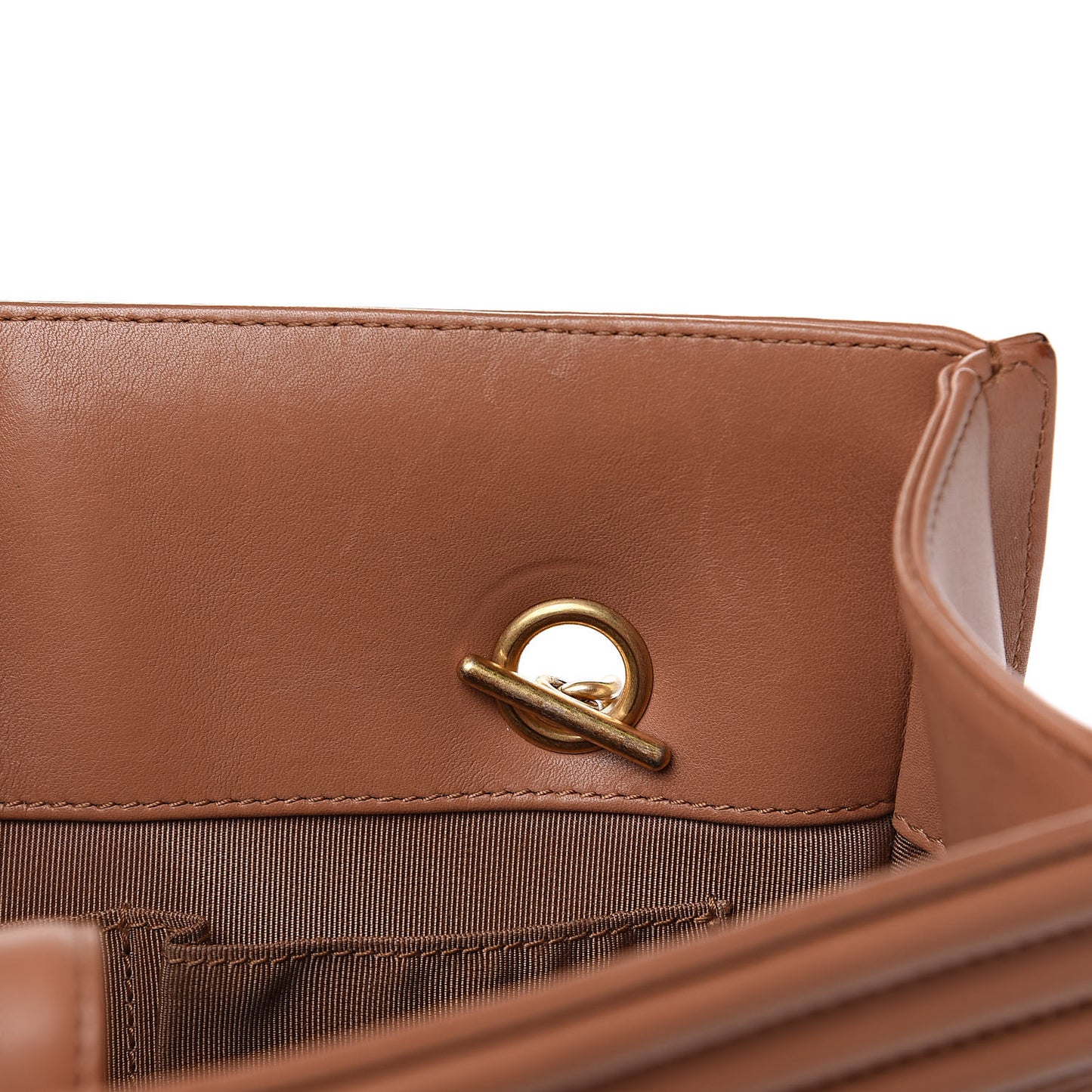 Calfskin Quilted Large Boy Tote Camel