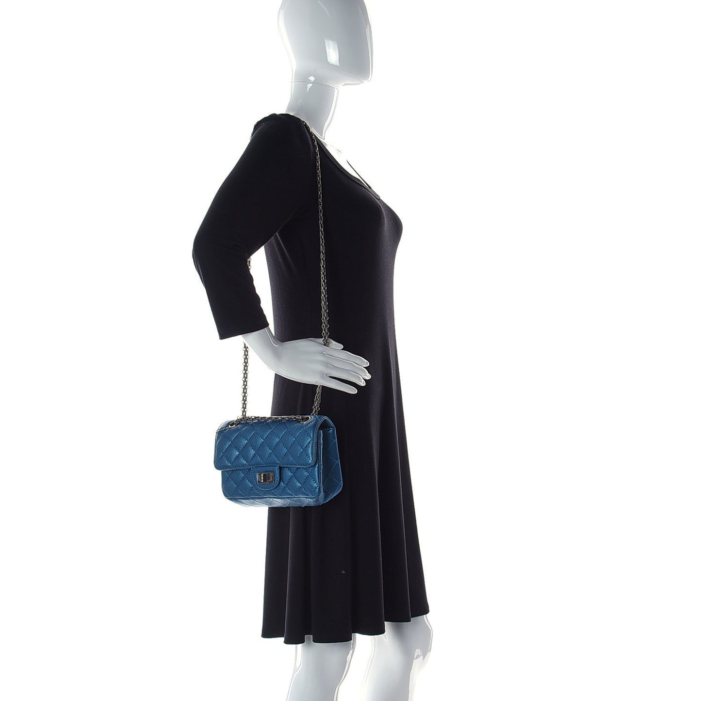 Metallic Sheepskin Quilted 2.55 Reissue Mini Flap Blue