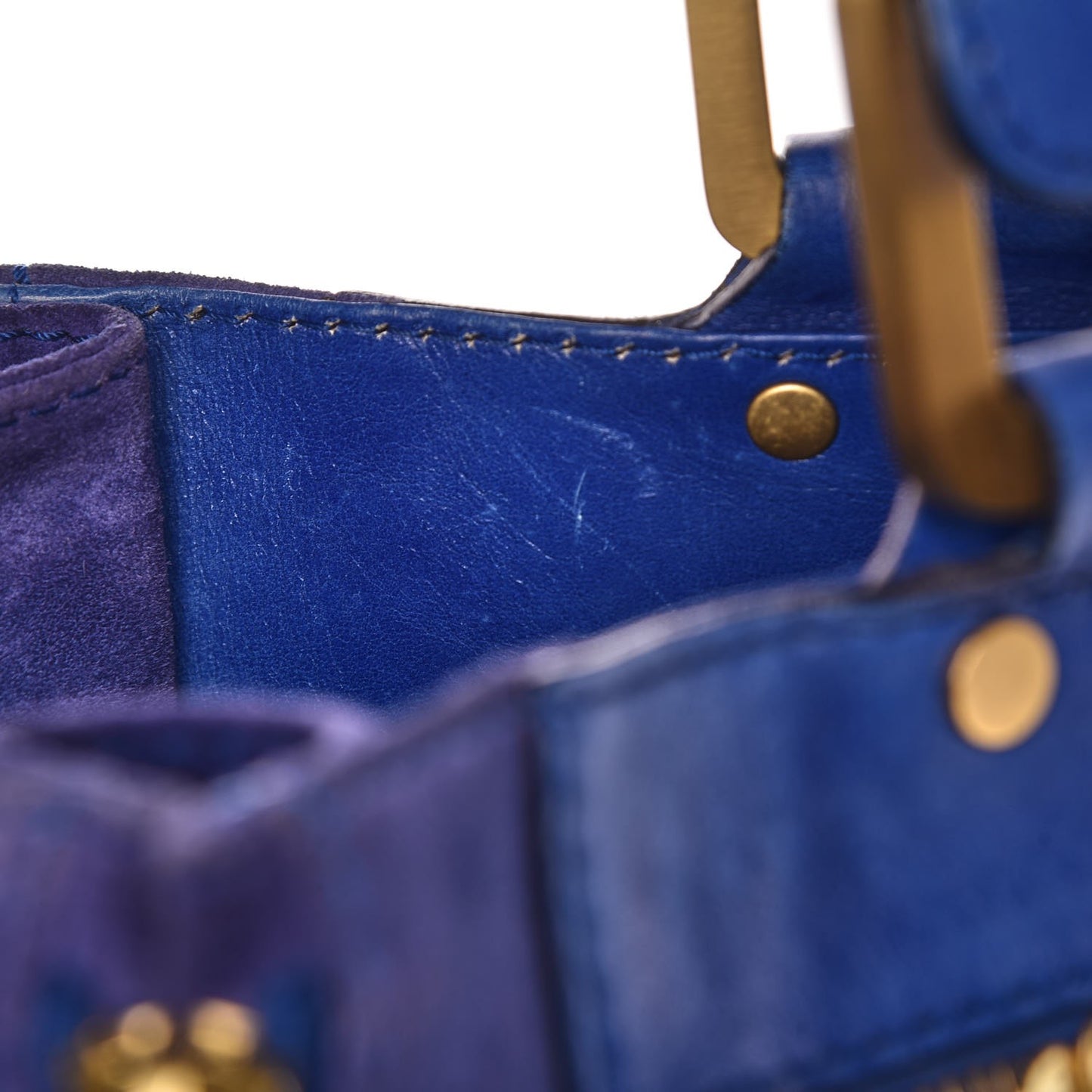 Shiny Calfskin Suede Monna L Cobalt