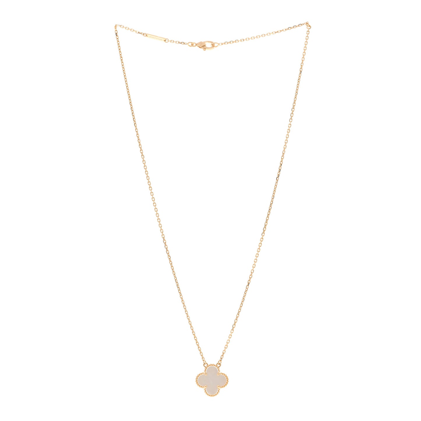 18K Yellow Gold Mother of Pearl Vintage Alhambra Pendant Necklace