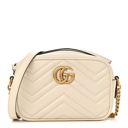 Gucci Calfskin Matelasse Mini GG Marmont Chain Shoulder Bag White 1 of 11