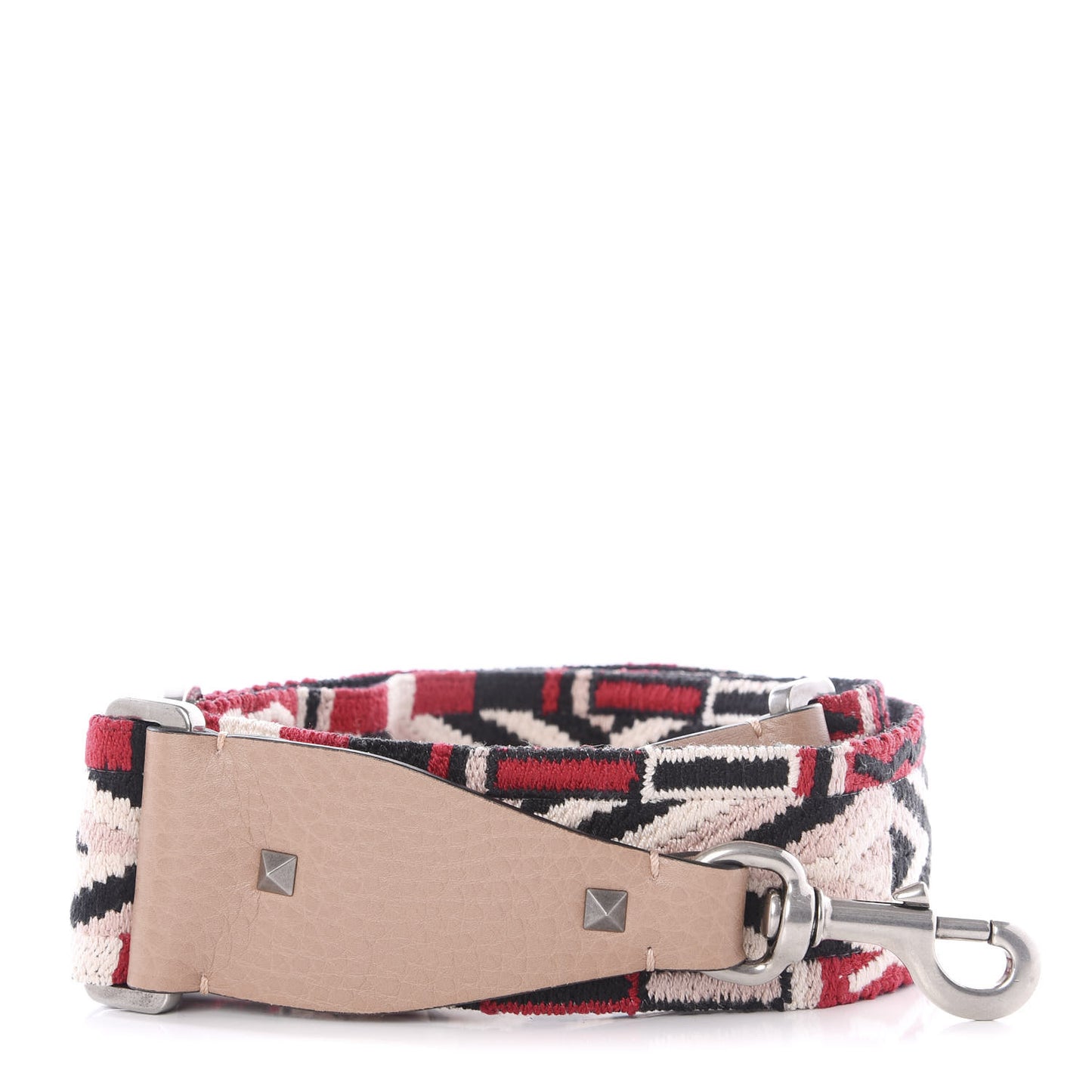 Canvas Geometric Embroidered Rockstud Guitar Strap Soft Noisette Multicolor