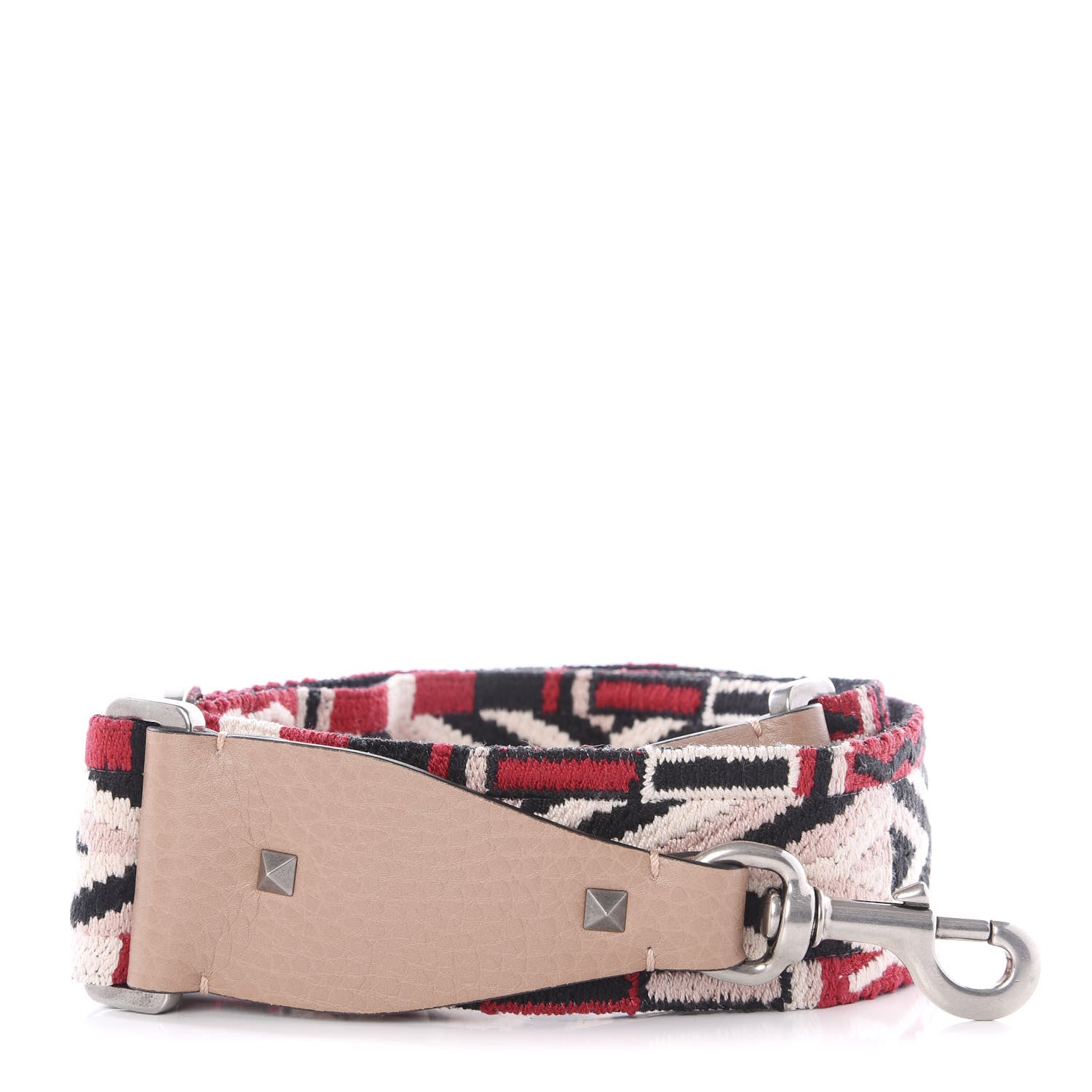 Valentino Garavani Canvas Geometric Embroidered Rockstud Guitar Strap Soft Noisette Multicolor 1 of 3