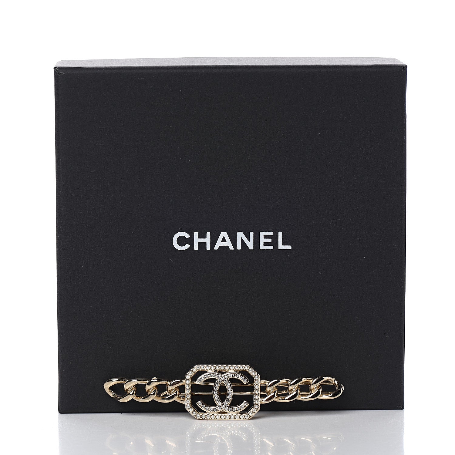 Chanel Crystal Chain CC Vendome Hair Clip Barrette Gold 4 of 4