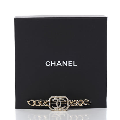 Chanel Crystal Chain CC Vendome Hair Clip Barrette Gold 4 of 4
