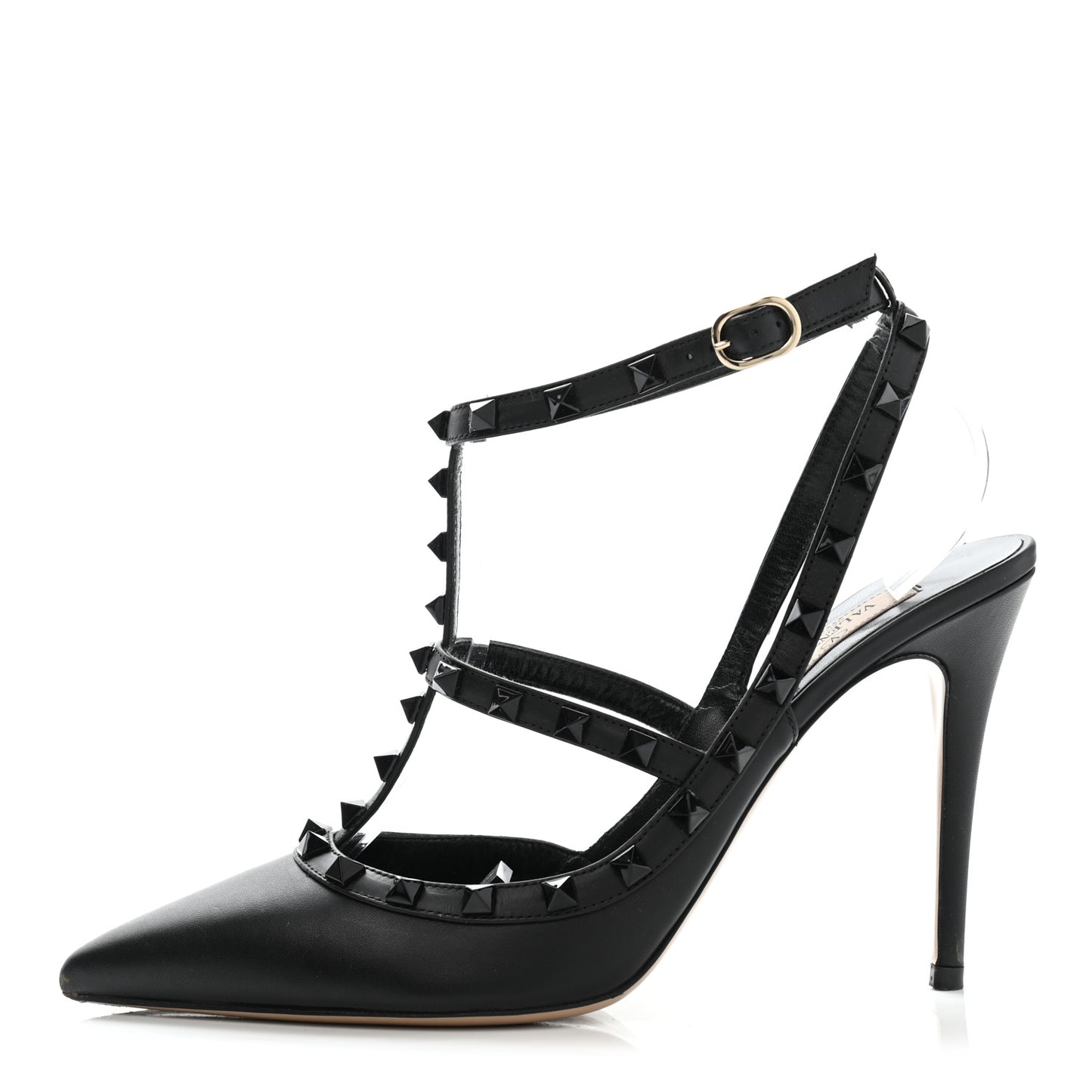 Nappa Rockstud Ankle Strap Pumps 40.5 Black