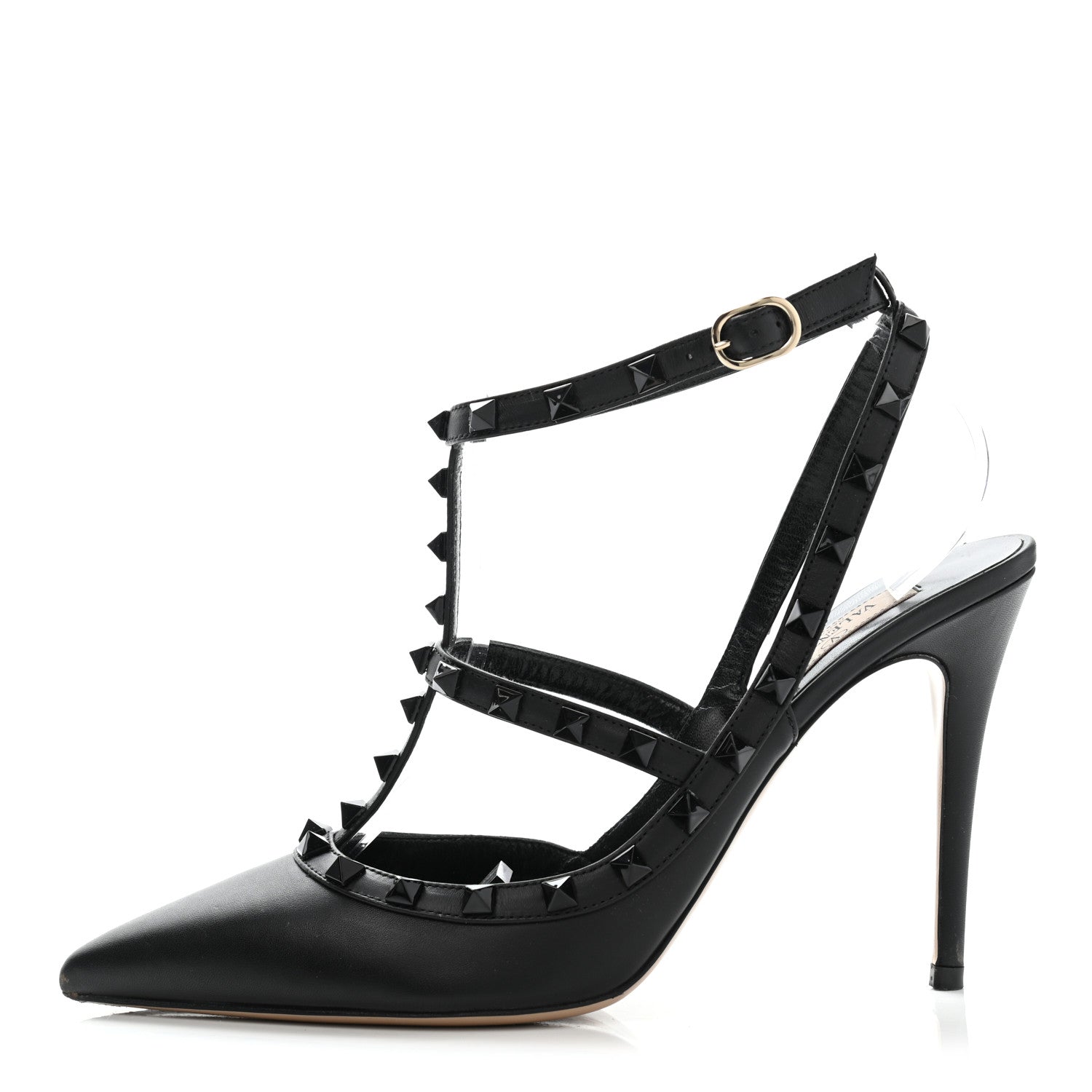 Valentino Garavani Nappa Rockstud Ankle Strap Pumps 40.5 Black 1 of 11