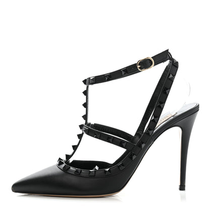 Valentino Garavani Nappa Rockstud Ankle Strap Pumps 40.5 Black 1 of 11