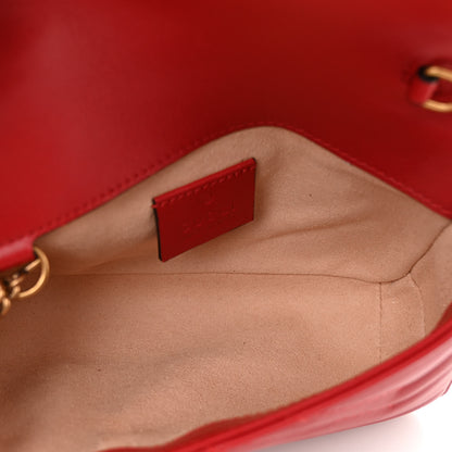 Gucci Calfskin Matelasse Super Mini GG Marmont Shoulder Bag Hibiscus Red 5 of 11