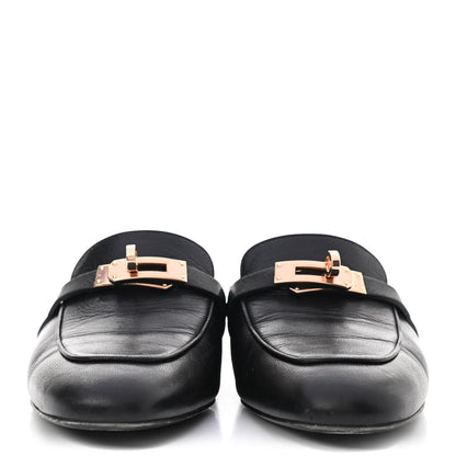 Hermes Goatskin Oz Mules 37.5 Black 2 of 13