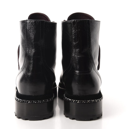 Chanel Crackled Calfskin Velvet Pearl Combat Short Boots 38.5 Black 5 of 9