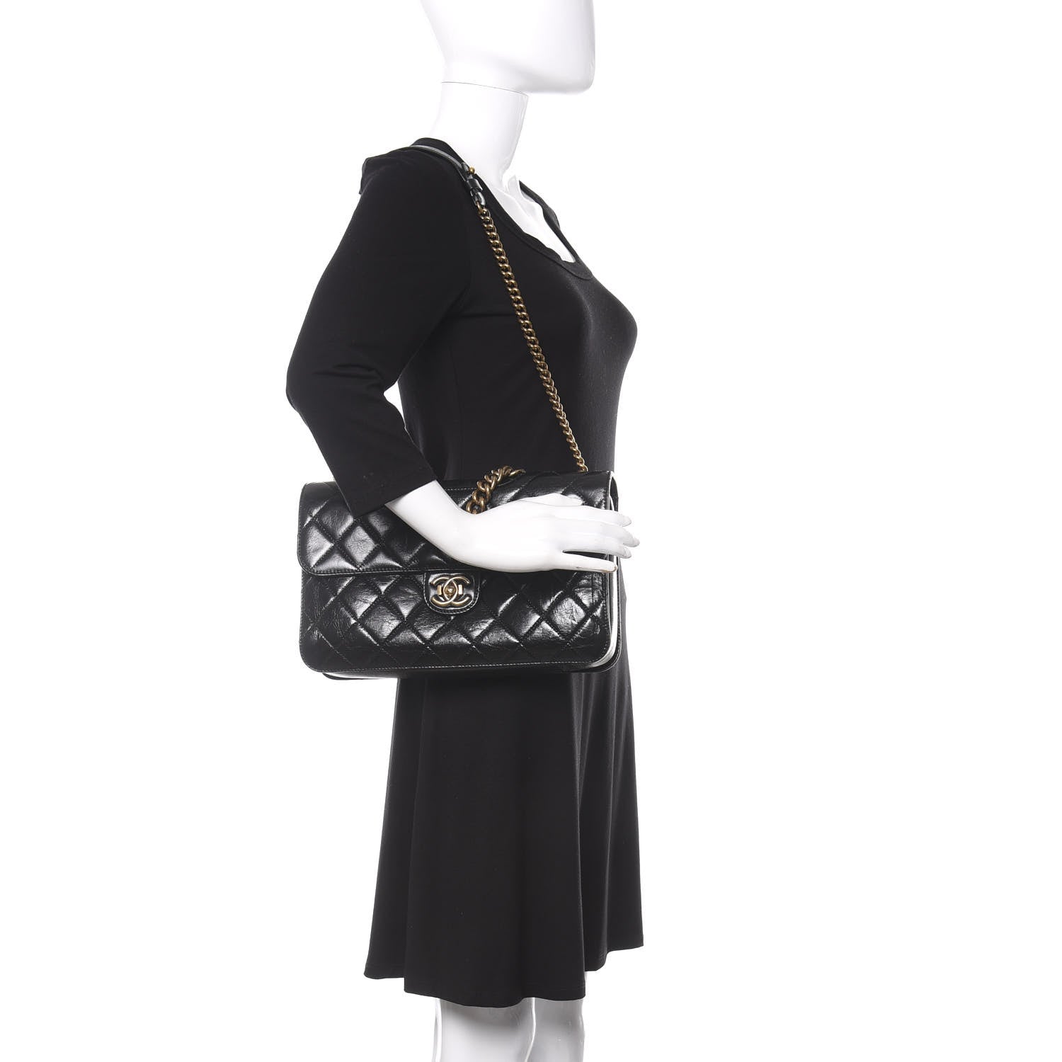 Chanel Glazed Calfskin Quilted Large Perfect Edge Flap Black 2 of 10