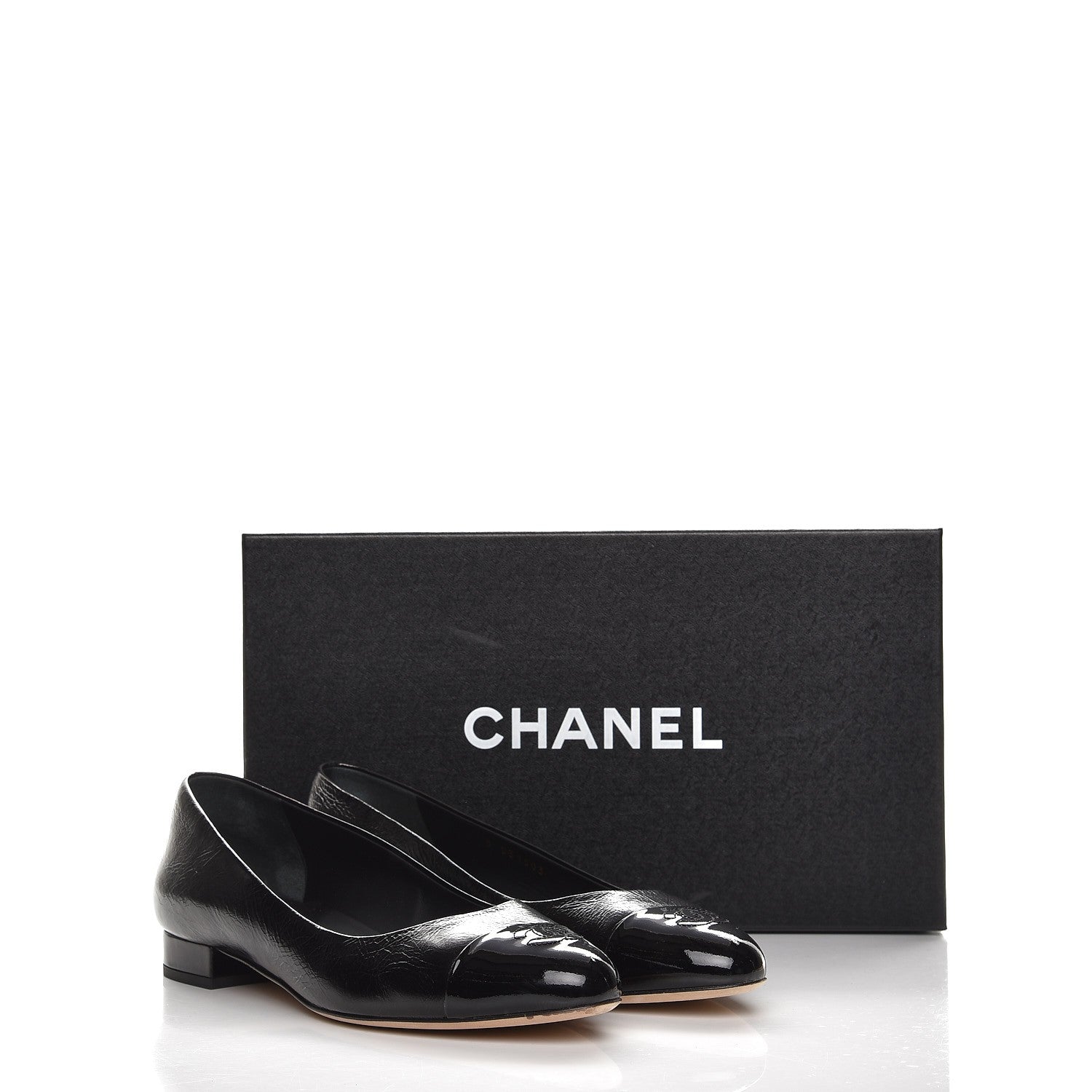 Chanel Glazed Calfskin Patent CC Cap Toe Ballerina Flats 40.5 Black 13 of 13