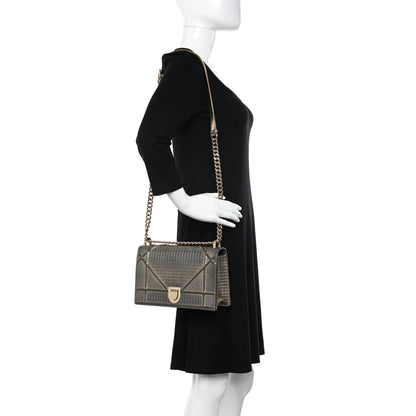 Christian Dior Metallic Patent Micro-Cannage Medium Diorama Flap Bag Gold 2 of 18