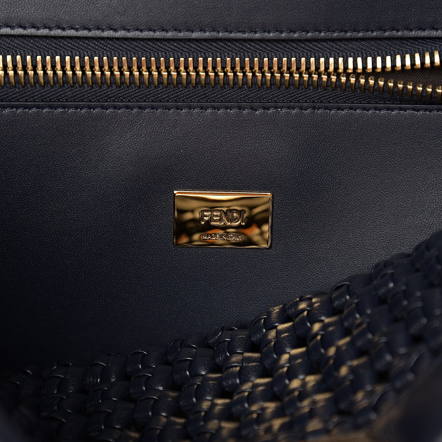 Fendi Nappa Matisse Intreccio Large Peekaboo Iconic Satchel Midnight 5 of 10