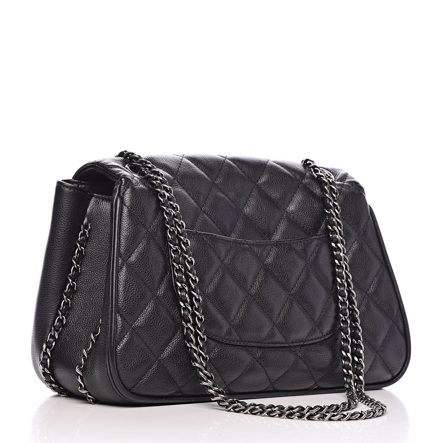 Calfskin Quilted Medium Frame In Chain Flap Black