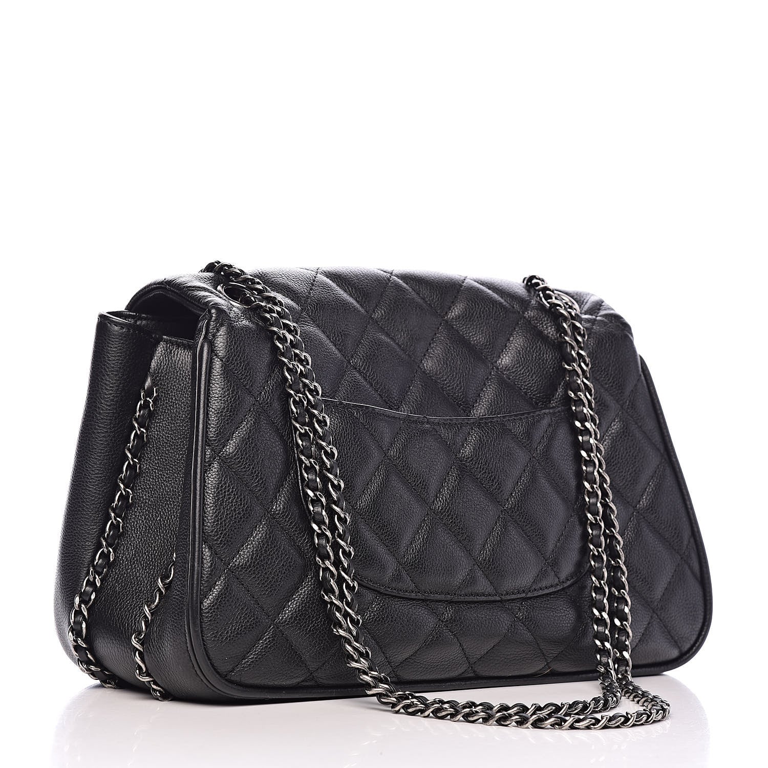 Chanel Calfskin Quilted Medium Frame In Chain Flap Black 3 of 12