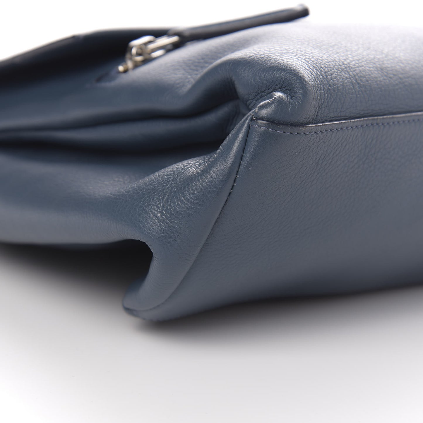 Grained Calfskin Medium Pandora Pure Flap Bag Blue Mineral