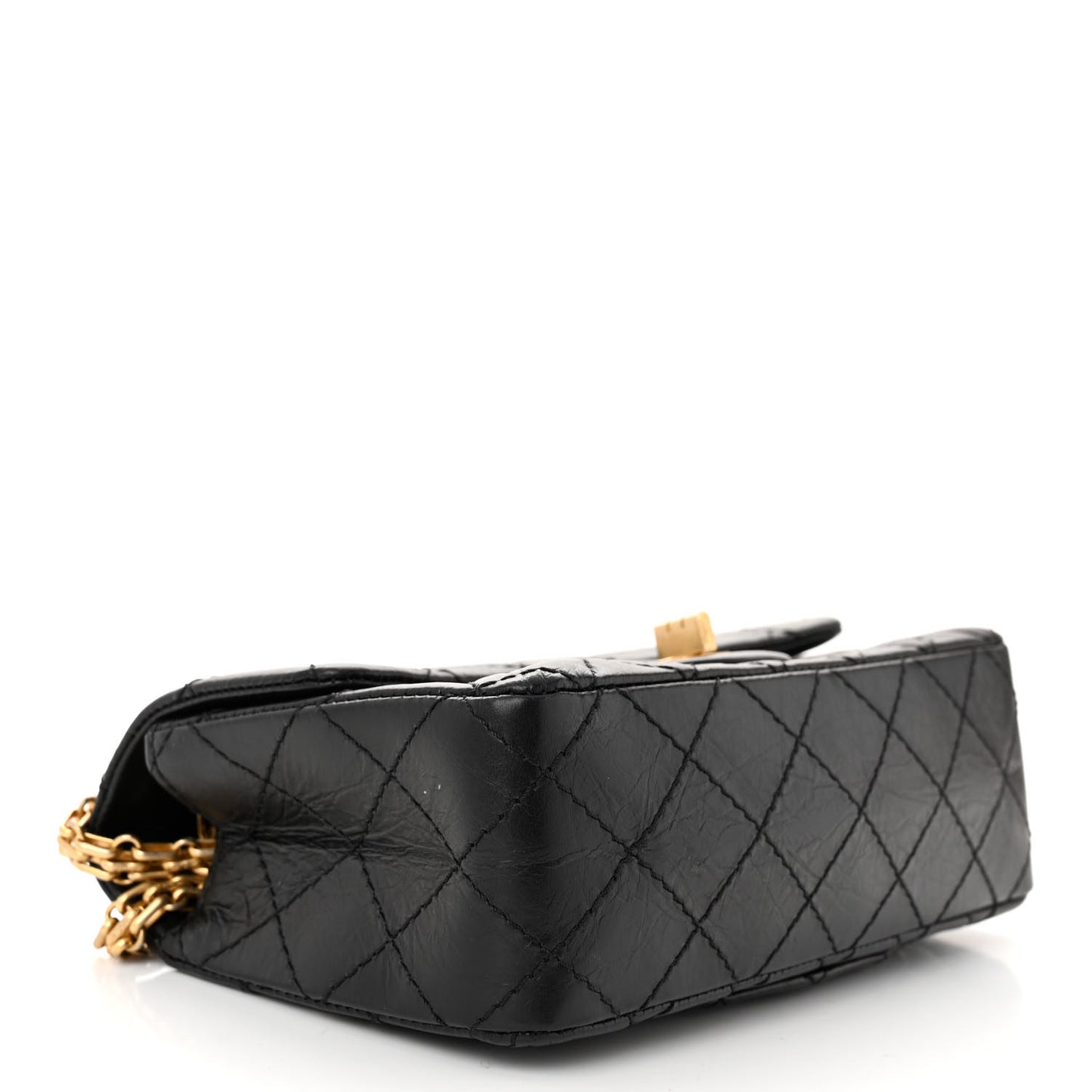 Aged Calfskin Quilted 2.55 Reissue Mini Flap Black