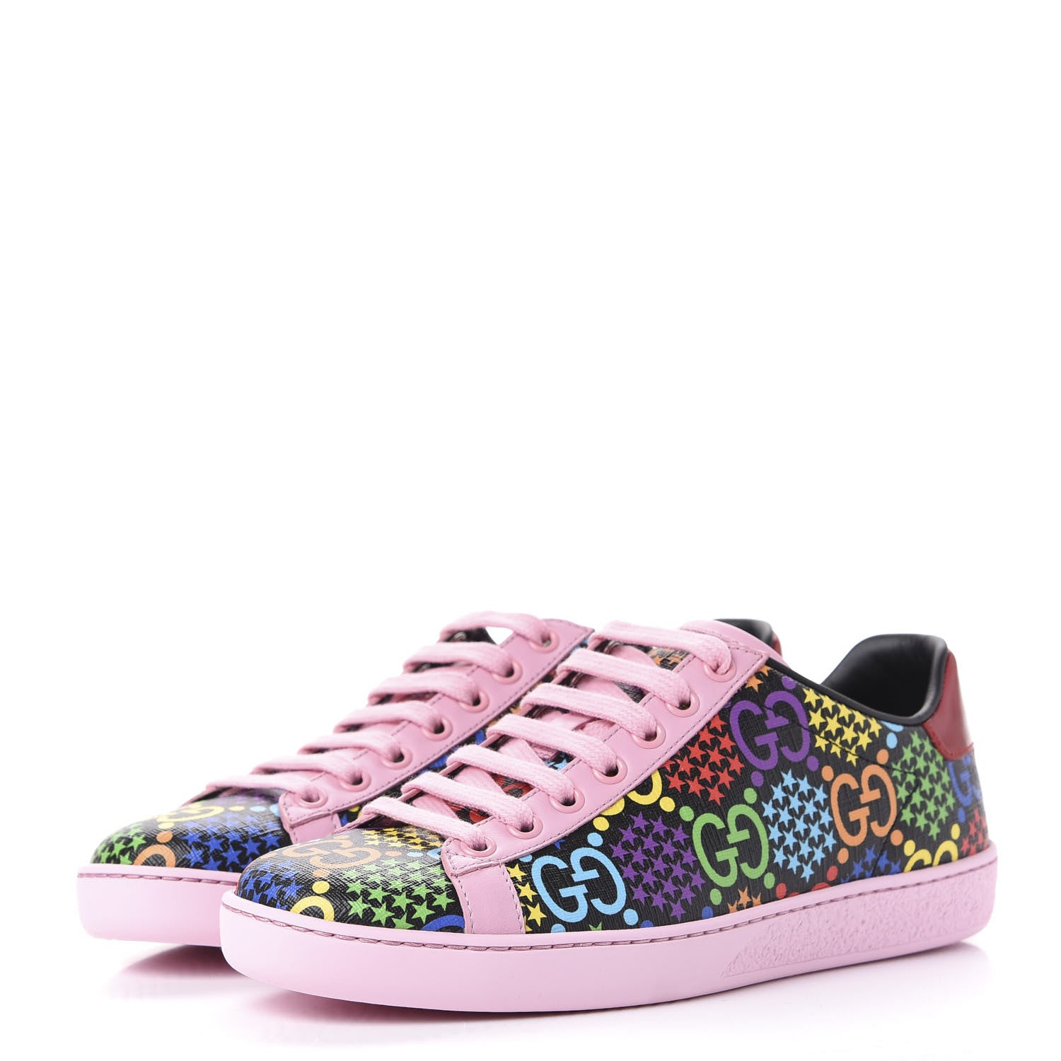 Gucci GG Supreme Monogram Psychedelic Womens Ace Sneakers 36 Black Multicolor Sugar Pink 3 of 11