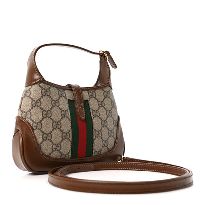 Gucci GG Supreme Monogram Azalea Calfskin Web Mini Jackie 1961 Hobo Beige Ebony Brown Sugar 3 of 10