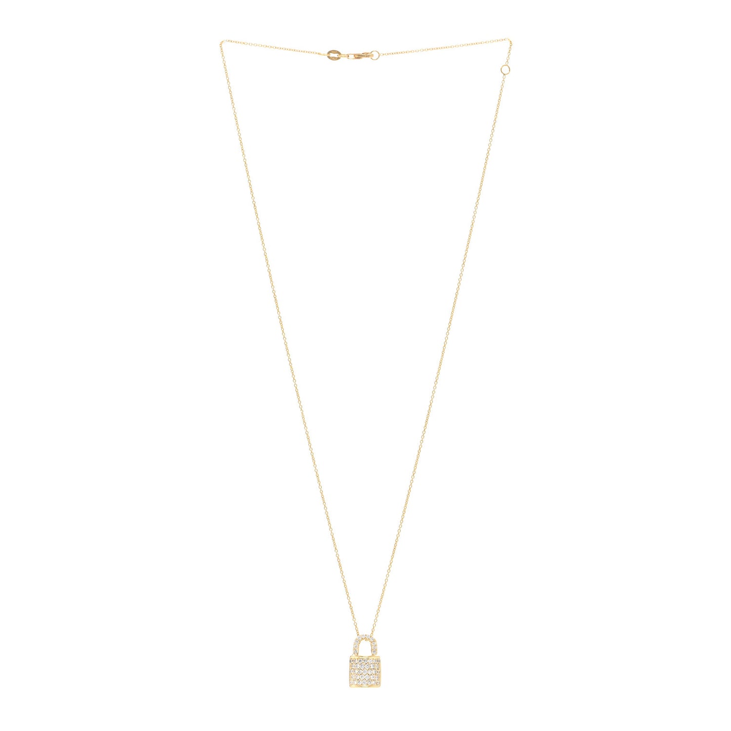 18K Yellow Gold Diamond Tiny Treasures Lock Pendant Necklace