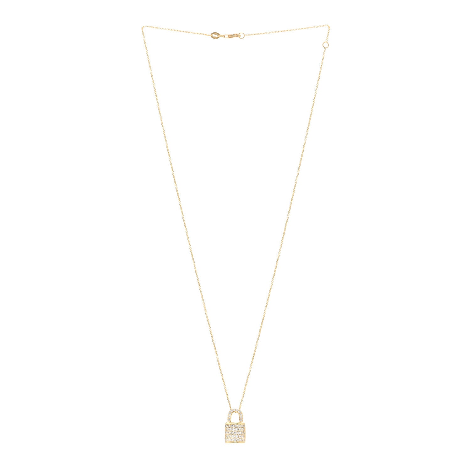 Roberto Coin 18K Yellow Gold Diamond Tiny Treasures Lock Pendant Necklace 3 of 5