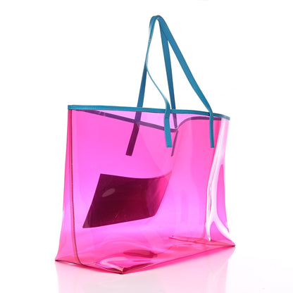 Versace Vinyl Calfskin 90s Logo Tote Pink Blue 3 of 10