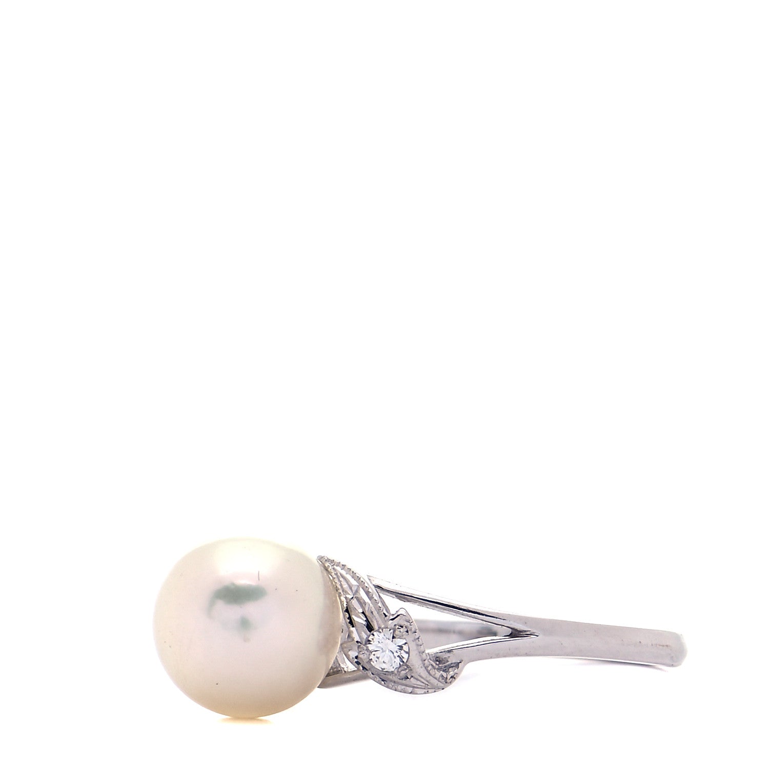 Mikimoto 18K White Gold Diamond Akoya Pearl 7.5mm Ring 49 5 4 of 6