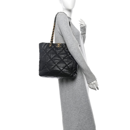 Chanel Lambskin Quilted Chanel 19 Shopping Bag Black 2 of 10