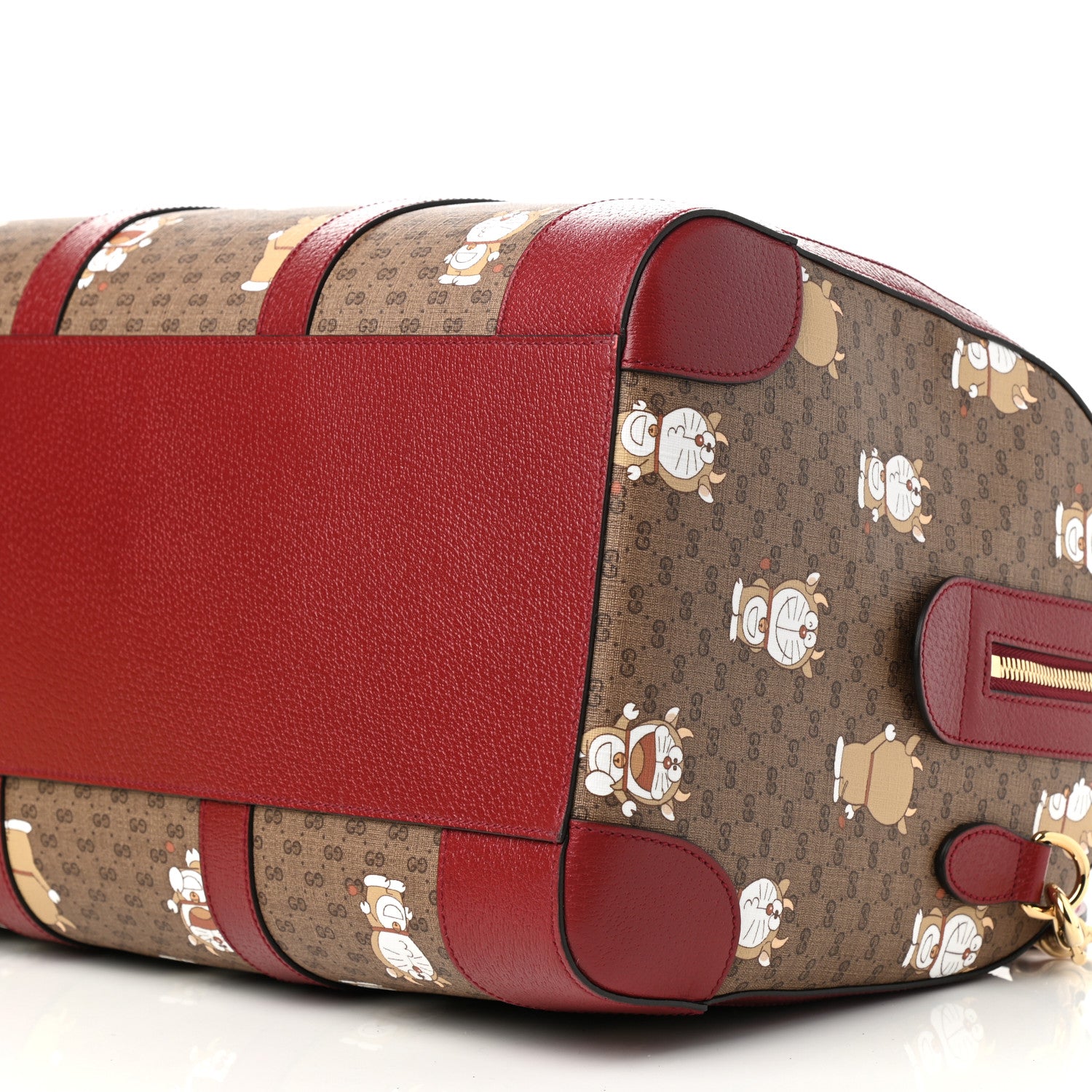 Gucci X DORAEMON Mini Vintage GG Supreme Monogram Web Duffle Travel Bag Beige Cherry Red 9 of 9
