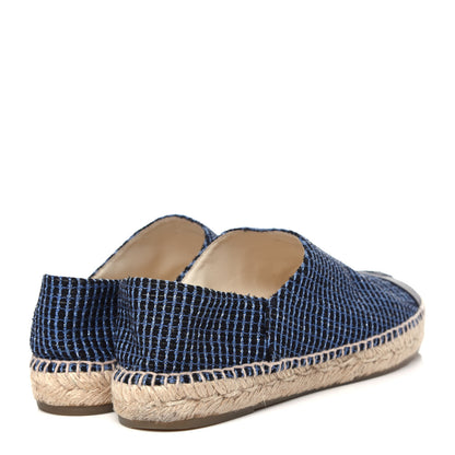 Chanel Grained Calfskin Tweed CC Espadrilles 41 Black Blue 4 of 10