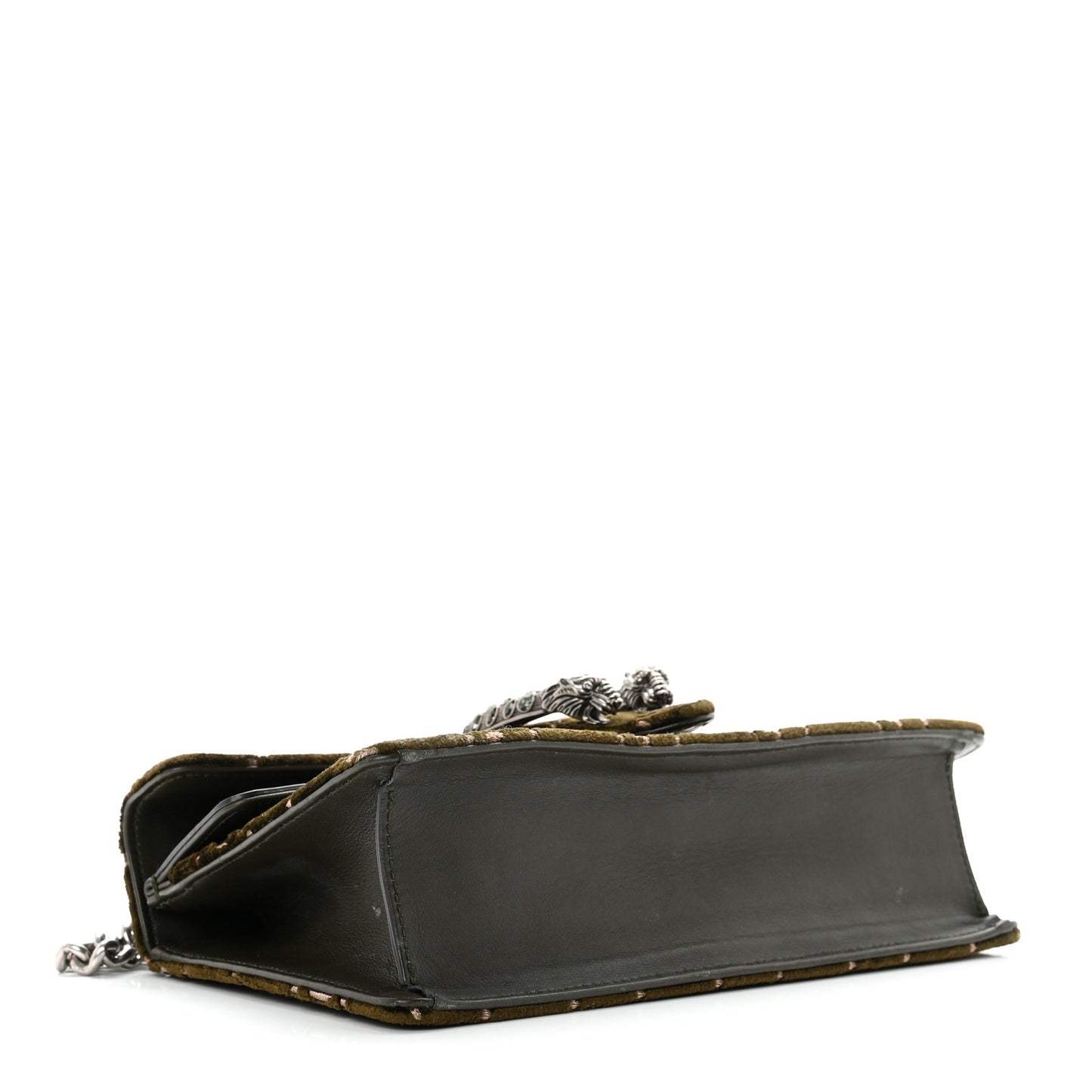 Velvet Moon Calfskin Crystal GG Monogram Small Dionysus Shoulder Bag Dark Olive Rose Gold