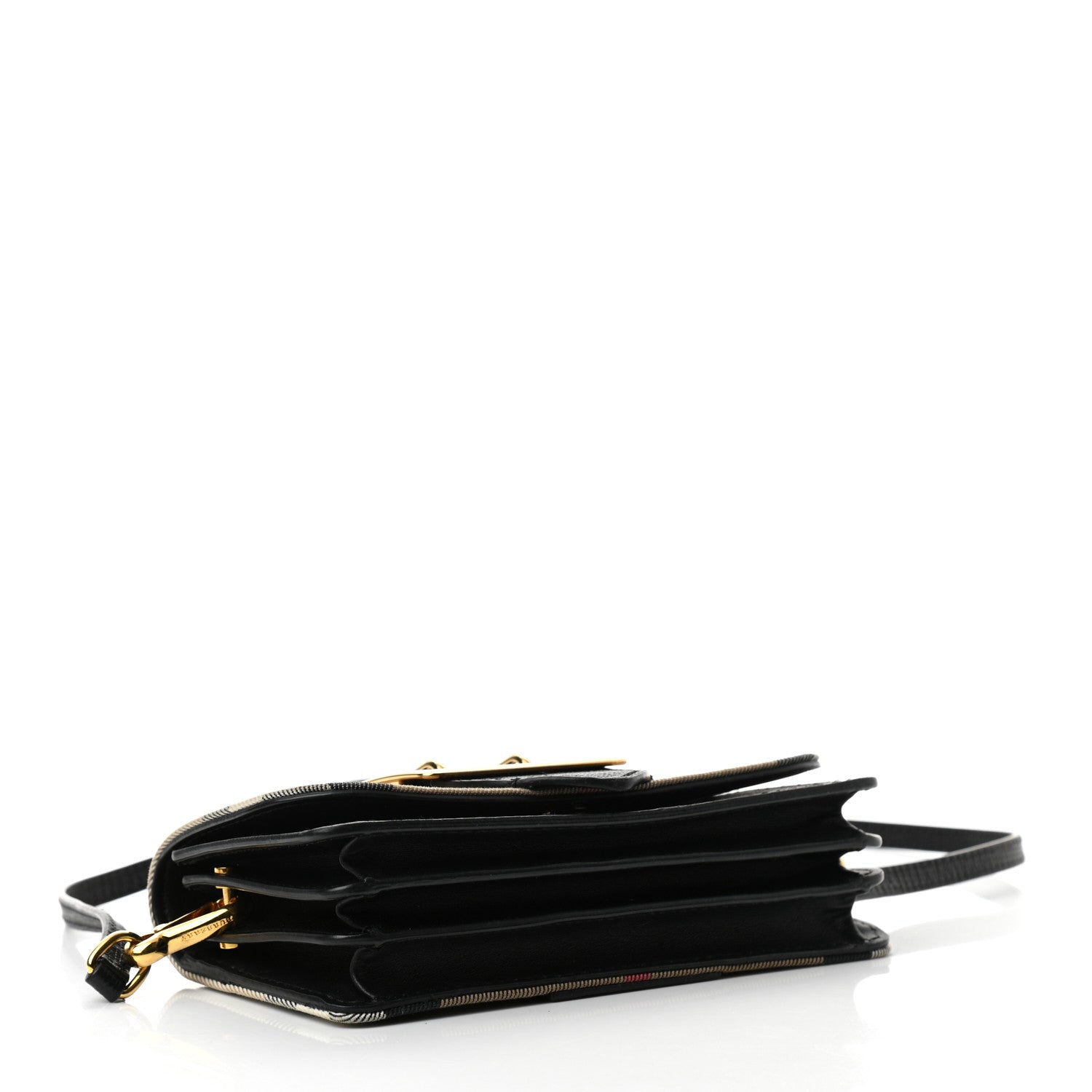 Burberry House Check Bridle Calfskin Small Madison Buckle Bag Black 4 of 11