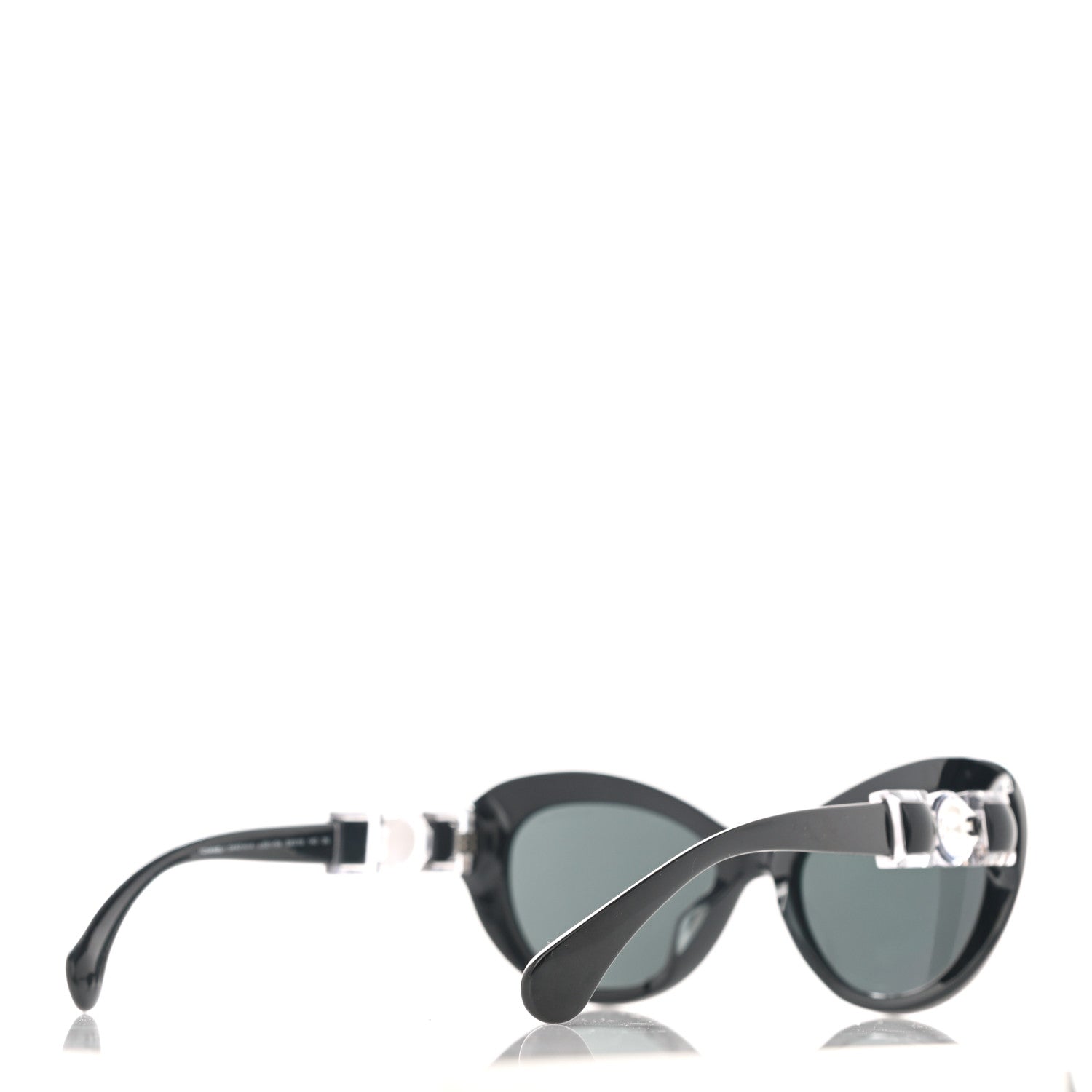 Chanel Acetate Glass Pearls Cat Eye Sunglasses 5443-H Black 4 of 9