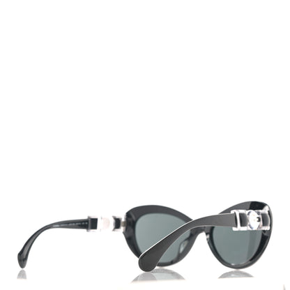Chanel Acetate Glass Pearls Cat Eye Sunglasses 5443-H Black 4 of 9