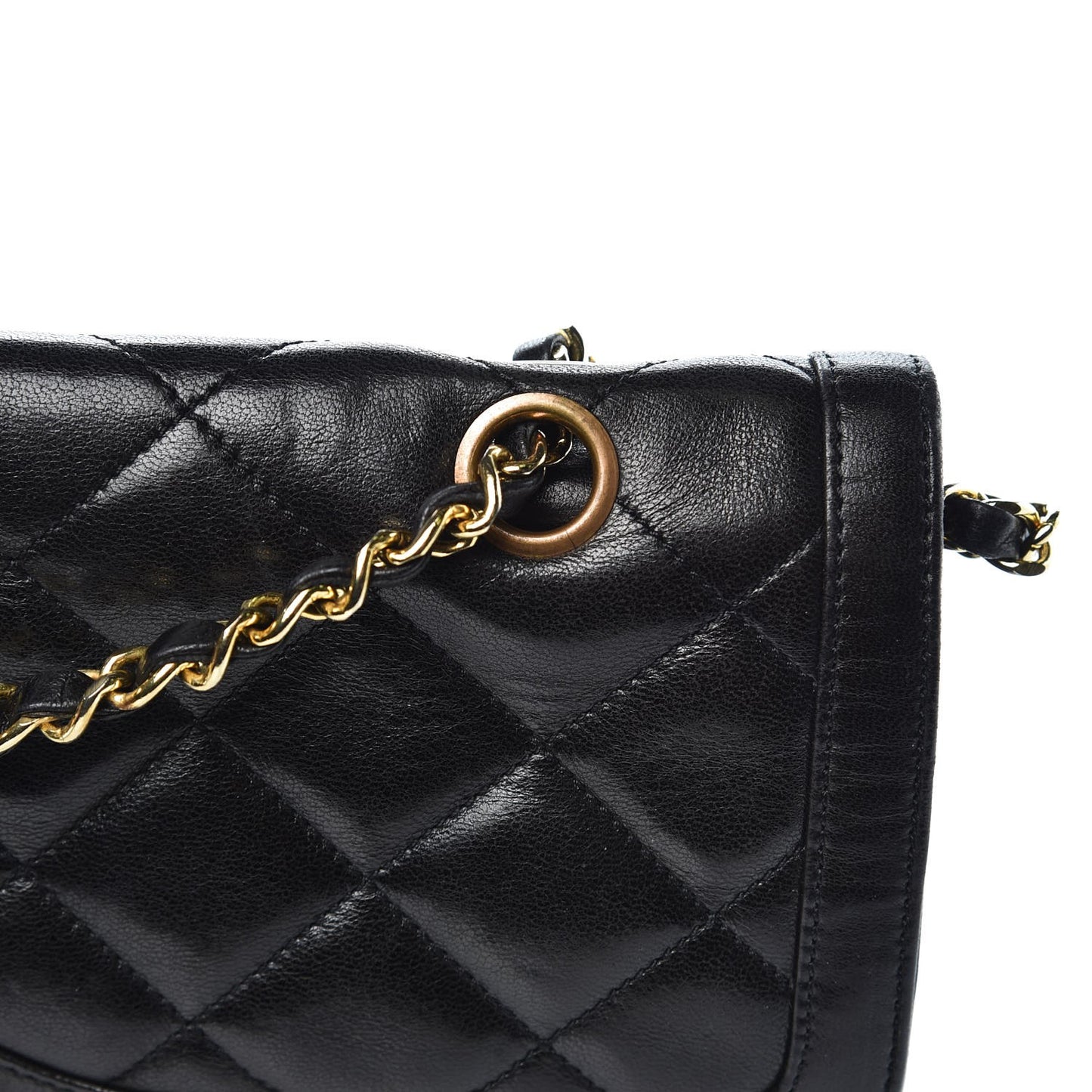 Lambskin Quilted Medium Double Flap Black