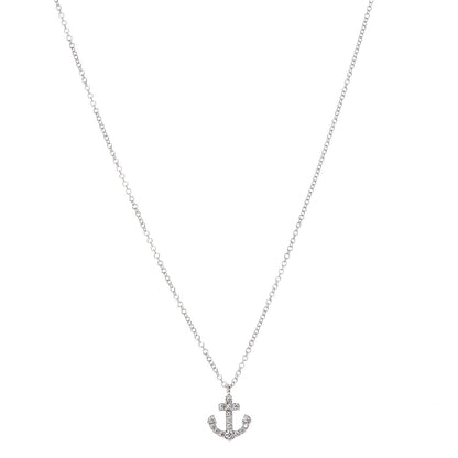 Tiffany 18K White Gold Mini Metro Anchor Pendant Necklace 1 of 6
