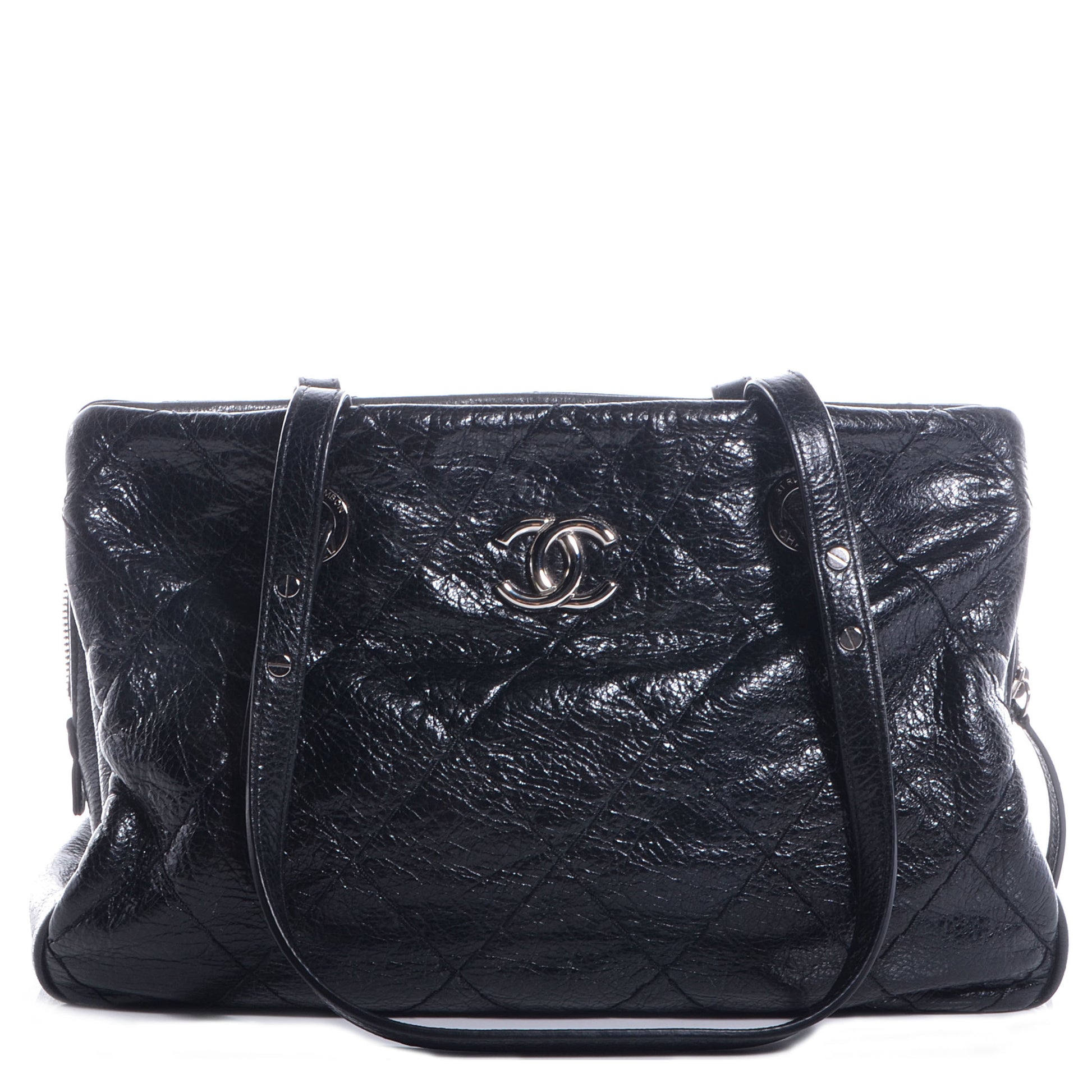 Chanel Glazed Calfskin Small On The Road Zip Tote Black 1 of 7