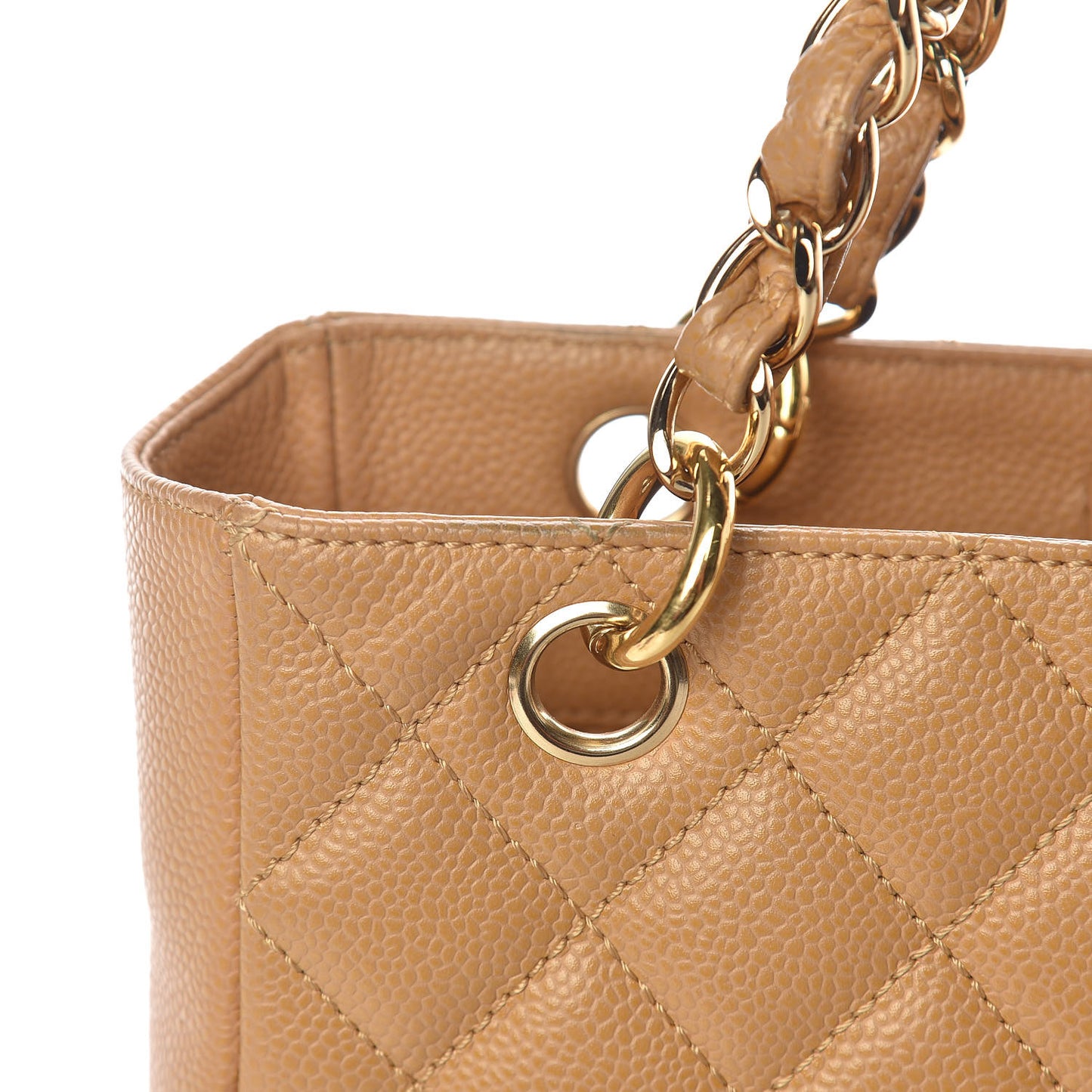 Caviar Quilted Petit Shopping Tote PST Dark Beige
