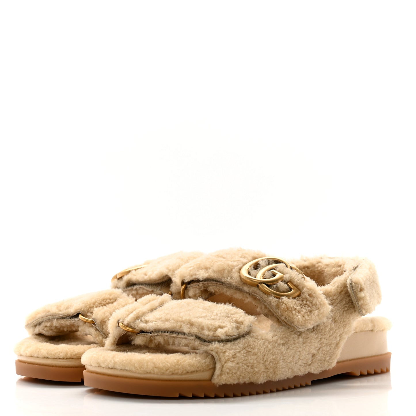 Merino Wool Interlocking G Dad Sandals 37.5 Butterscotch