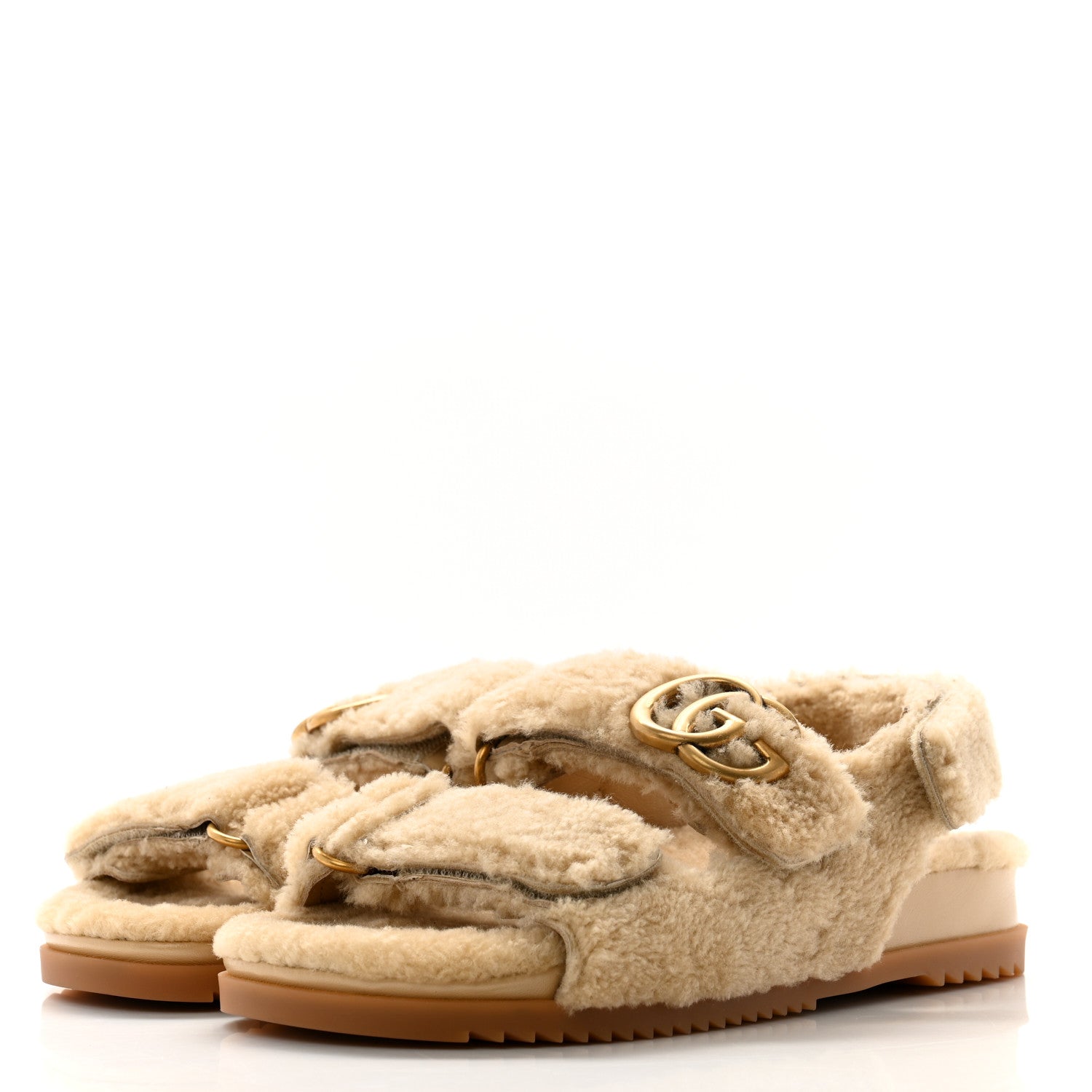 Gucci Merino Wool Interlocking G Dad Sandals 37.5 Butterscotch 3 of 8